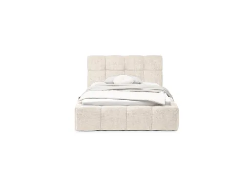 Bettgestell SANDRIN R- Liegefläche ca. 140x200 cm, Stoff, Creme, inkl Latterost und Stauraum