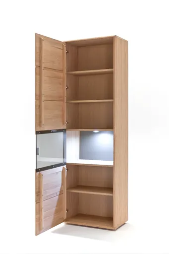 Wohnwand - mit Beleuchtung, Eiche teilmassiv