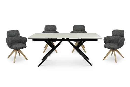 Esstisch MICHELA - ausziehbar, LB ca. 180x95 cm, Glaskeramik, Travertin farbig