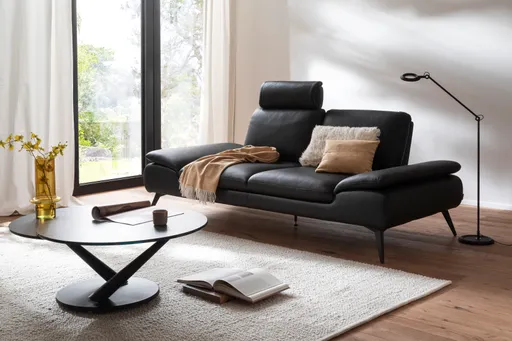 Sofa Collina - 2,5-Sitzer, Leder, Schwarz