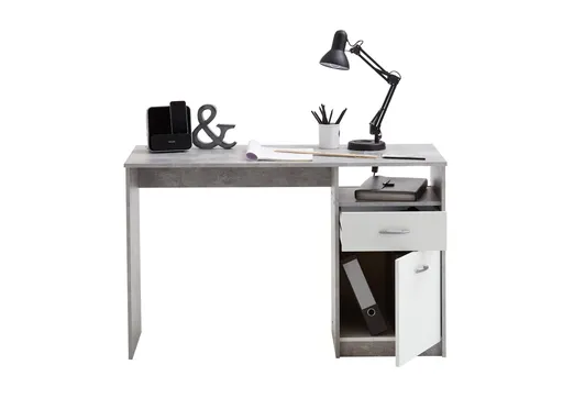 Schreibtisch- LB ca. 123x50 cm, Weiß, Schwarz