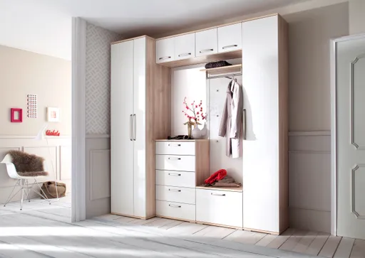 Garderobe - Eiche Dekor, Weiß