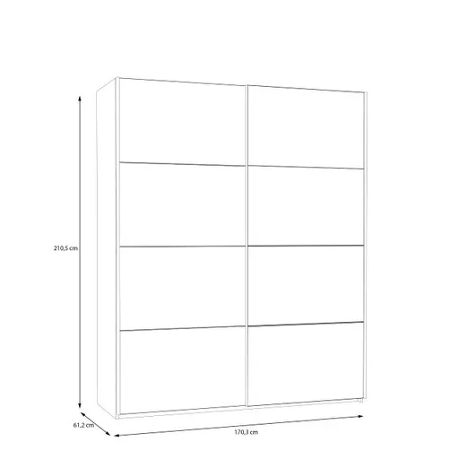 Schwebetürenschrank FREDDY 2- B ca. 170 cm, Weiß, Spiegel
