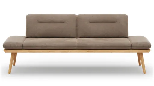 Bank Kamari - Breite ca. 228cm, Seitenteile verstellbar, Stoff, Schlamm