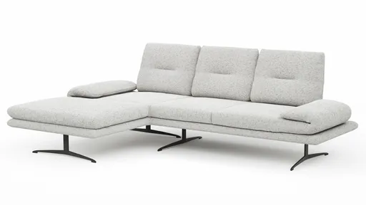 Ecksofa Lucero 2.0 - Longchair mit 2-Sitzer rechts inkl. Sitztiefenverstellung, Drehsitz und Sitztiefe verstellbar, Stoff, Offwhite