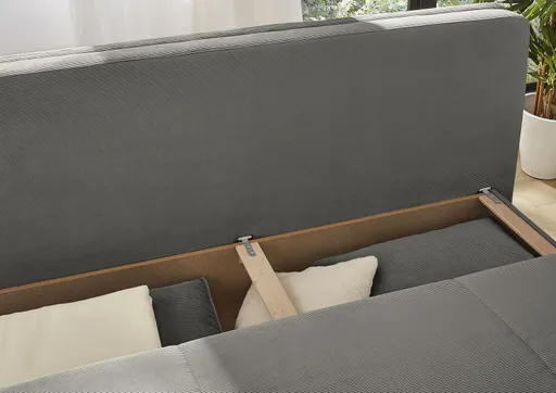 Schlafsofa - 2-Sitzer inkl. Schlaffunktion mit Bettkasten, Stoff, Grau 