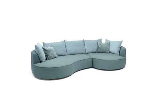 Ecksofa - 2-Sitzer, Ecke rechts, Stoff, Petrol