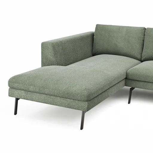 Ecksofa Helmi - Longchair links, 2,5-Sitzer, Stoff, Eukalyptus