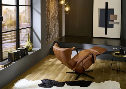 Sessel - Relaxfunktion motorisch, Leder, Cognac