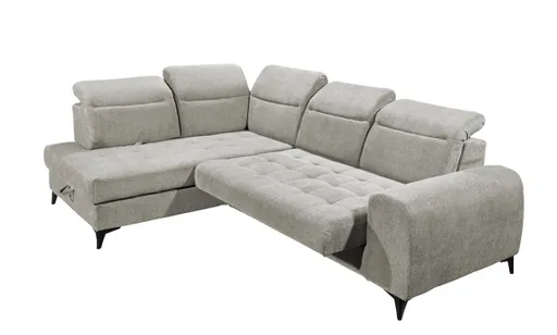 Ecksofa - Ecke links, 2-Sitzer inkl. Funktionen, Stoff, Taupe
