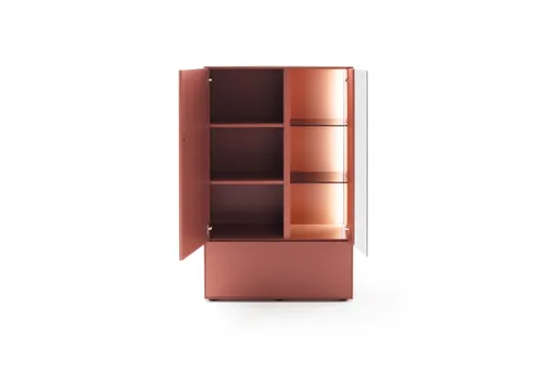 Highboard Colore - mit Beleuchtung, BHT ca. 90x144x45 cm, Lack Samtbeere
