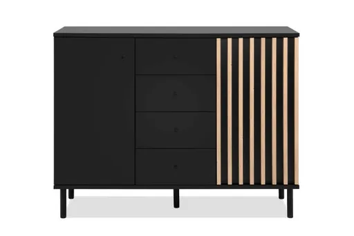 Kommode - B ca. 118 cm, Schwarz, Artisan Eiche Nachbildung