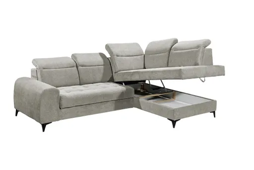 Ecksofa - 2-Sitzer, Ecke rechts inkl. Funktionen, Stoff, Taupe