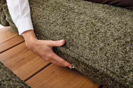 Sofa - 2-Sitzer, Kopfteil/Armlehne/Sitztiefe verstellbar, Stoff, Olivgrün