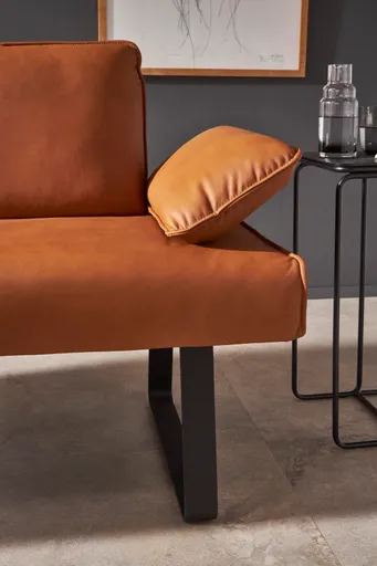 Polsterbank Elda - Breite ca. 236 cm, Leder, Cognac