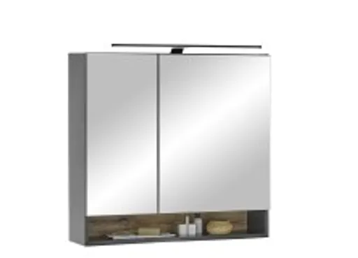 Spiegelschrank- B ca. 80 cm, Schwarz Matt, Spiegel