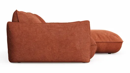Ecksofa Fluffy - 2,5-Sitzer mit Longchair rechts inkl. Rückenlehne verstellbar, Stoff, Kupfer