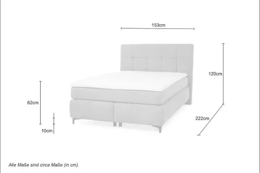 Boxspringbett- Liegefläche ca. 140x200 cm, Stoff, Graubeige, Hell