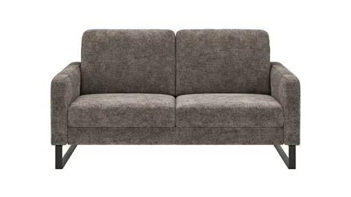 Sofa Enna - 2,5-Sitzer, Armlehne A, Stoff, Graubraun, Kufe, Schwarz