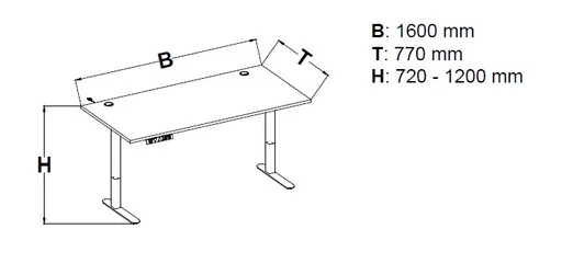 Schreibtisch - höhenverstellbar, LB ca. 160x77 cm, Weiß