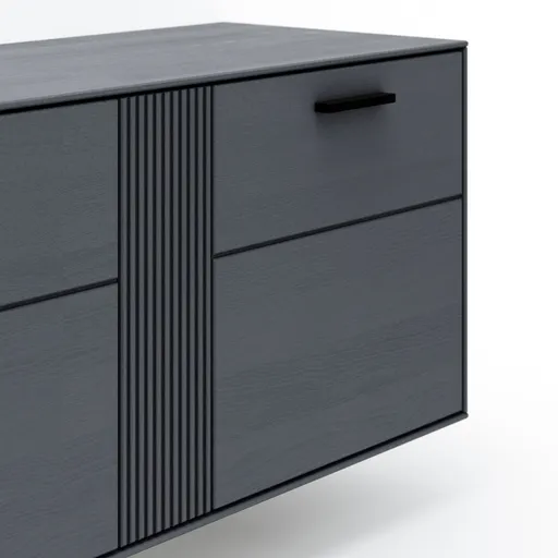 Lowboard Estana - Eiche massiv, Anthrazit 