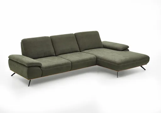 Sofa - 3-Sitzer mit Longchair rechts, Stoff, Moosgrün