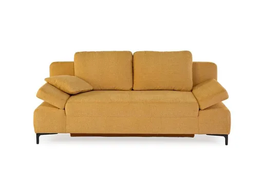 Sofa JEREMO - 2-Sitzer inkl. Schlaffunktion und Armlehnen verstellbar, Stoff, Senfgelb