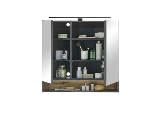 Spiegelschrank- B ca. 80 cm, Schwarz Matt, Spiegel