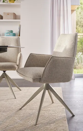 Armlehnstuhl Dinner - drehbar, Stoff, Champagner