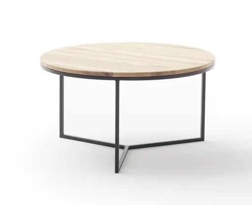 Couchtisch Joan 1 -  LBH ca. 80x80x41,5 cm, Asteiche massiv, Gestell schwarz