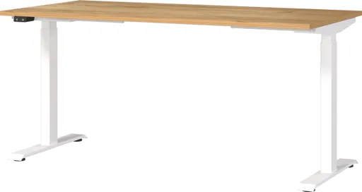 Schreibtisch GELI - höhenverstellbar, LB ca. 160x80 cm, Eiche Nachbildung, Weiß