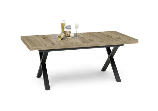 Esstisch - ausziehbar, LB ca. 200x100 cm, Viking Eiche, Schwarz