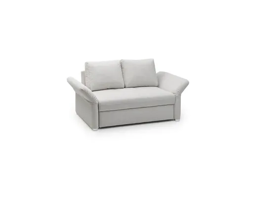 Sofa JORDEN - 1,5-Sitzer inkl. Schlaffunktion mit Bettkasten, verstellbare Armlehnen, Stoff, Beige