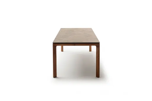 Esstisch 3400 - LB ca. 220x100 cm, ausziehbar, Keramik schwarz, Nussbaum