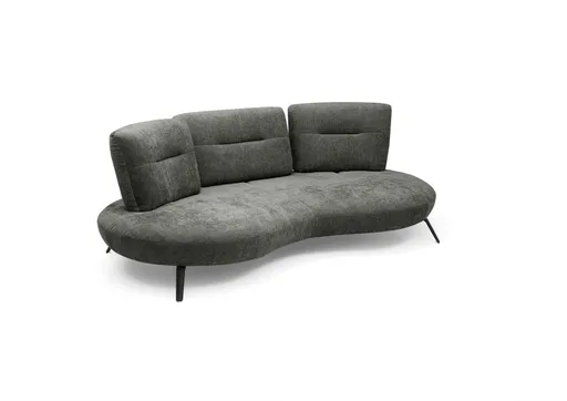 Nierensofa PACEY - 3-Sitzer inkl. Schwenkrücken, Stoff Anthrazit