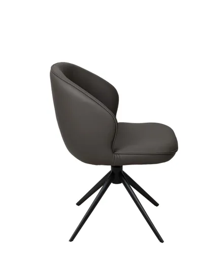 Stuhl MERRITH - drehbar, Leder, Dunkelbraun