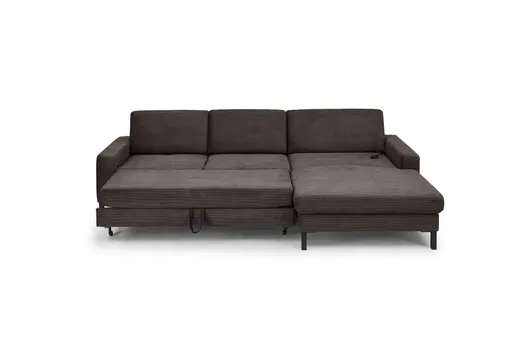 Ecksofa CALM MOVE 2.0 - 2,5-Sitzer mit Longchair rechts, Schlaffunktion, Feincord, Mocca
