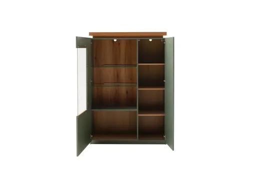 Highboard - mit Beleuchtung, B ca. 98 cm, Salbeigrün, Eiche Evoke Nachbildung