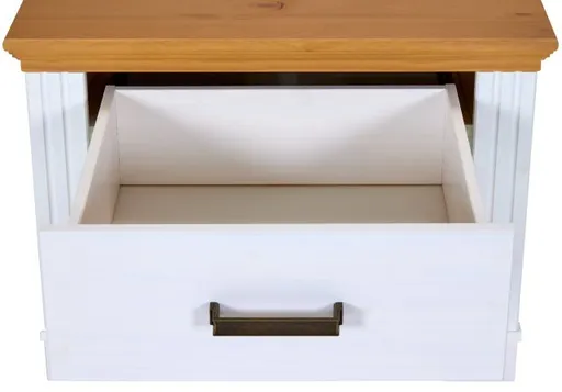 Nachtkommode - B ca. 68 cm, Weiß, Oak Colori