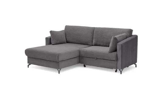 Ecksofa - 1,5-Sitzer, Ecke rechts inkl. Schlaffunktion und Bettkasten, Stoff, Grau
