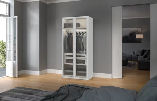 Drehtürenschrank JOIN IT- B ca. 101 cm, Weiss, Glas