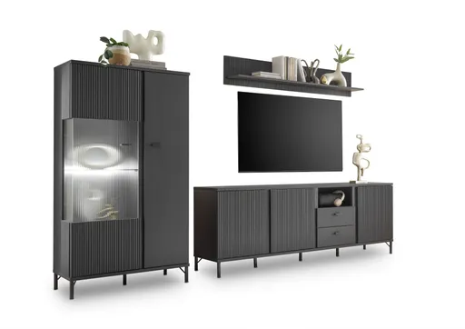 TV-Board - B ca. 200 cm, Schwarz