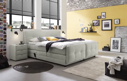 Boxspringbett- Liegefläche ca. 180x200 cm, Stoff, Beige