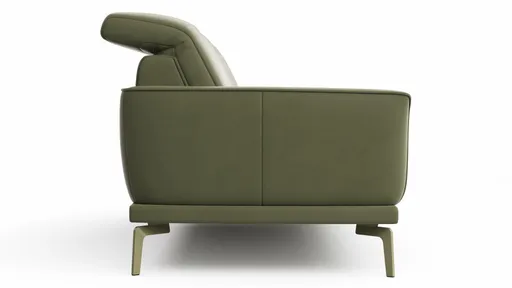 Sofa Amadena - 2-Sitzer inkl. Kopfteil verstellbar, Leder, Olive