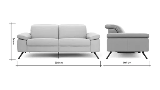 Sofa Rafaela 2.0 - 2,5-Sitzer inkl. 1x Relaxfunktion und Kopfteile verstellbar, Leder, Champagner