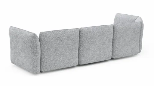 Trapezsofa Motone - Ecke links mit 2-Sitzer, Stoff, Hellgrau