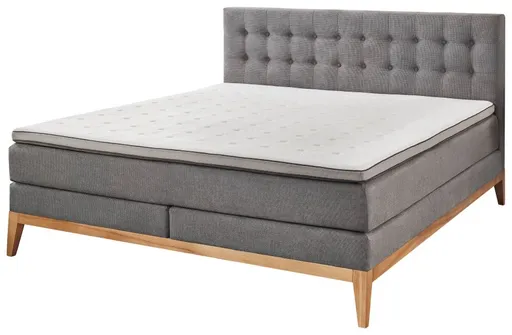 Boxspringbett- Liegefläche ca. 180x200 cm, Stoff, Hellgrau