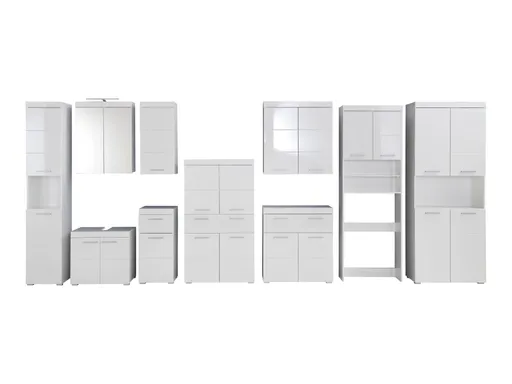 Hochschrank - B ca. 37 cm, Weiß, Weiß Hochglanz
