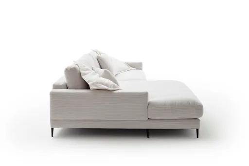 Ecksofa Janne - Longchair links, 1,5-Sitzer, Cord, Offwhite