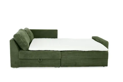 Ecksofa JANIS - 2,5-Sitzer, Ecke rechts inkl. Schlaffunktion, Stoff, Grün